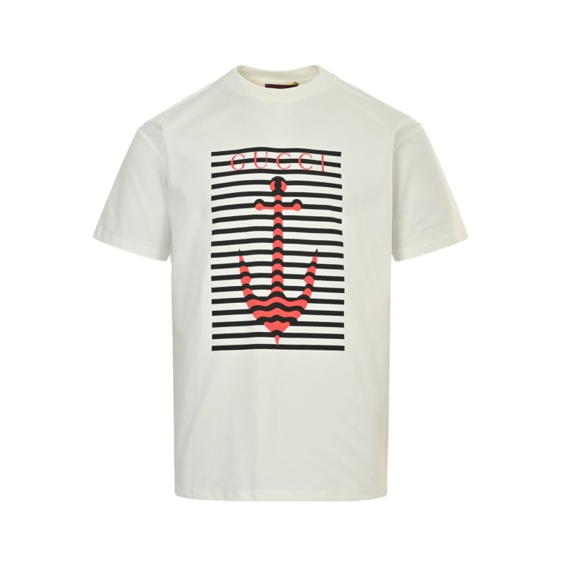 White Anchor Stripe Graphic T-Shirt view
