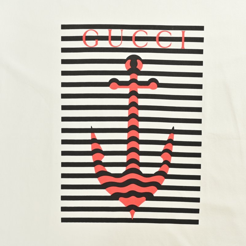 White Anchor Stripe Graphic T-Shirt view
