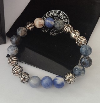 Chrome Hearts 8 Cross Silver Bead Black Obsidian Bracelet view 3