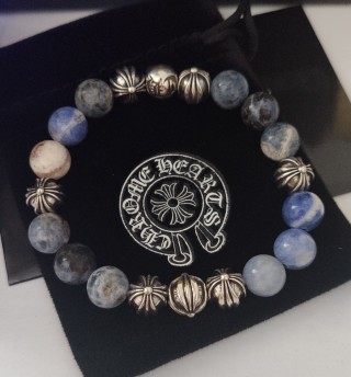 Chrome Hearts 8 Cross Silver Bead Black Obsidian Bracelet view 7