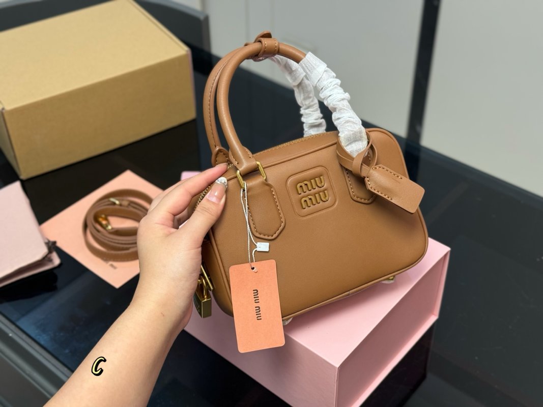 Miu Miu Bowling Bag Tan Leather