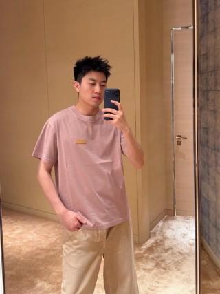 Dusty Pink Short Sleeve T-Shirt with Gold Label view 1