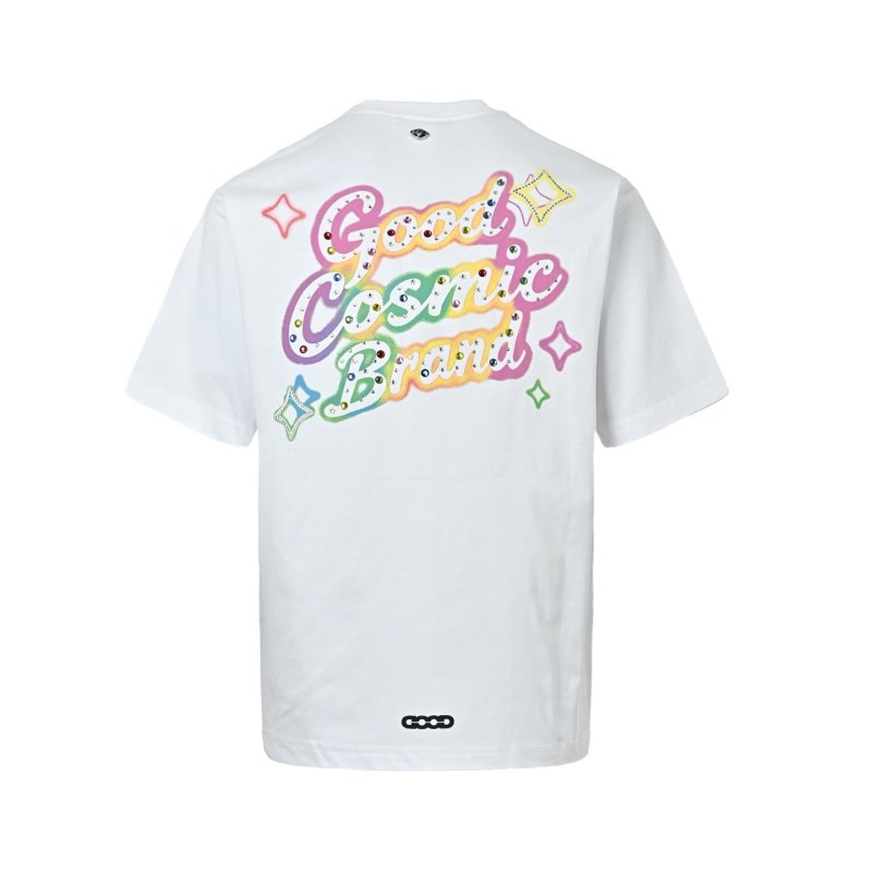Colorful Graphic Logo White Short Sleeve T-Shirt view