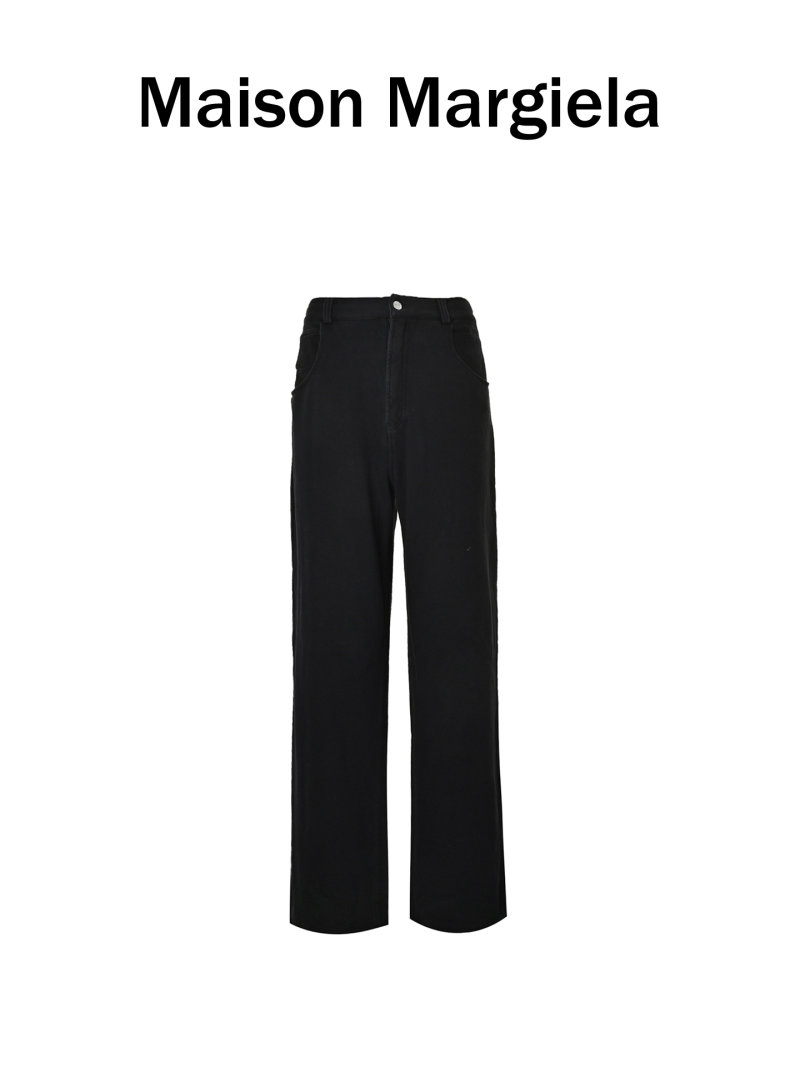 Black Relaxed Fit Jeans with White Stripe Detail view