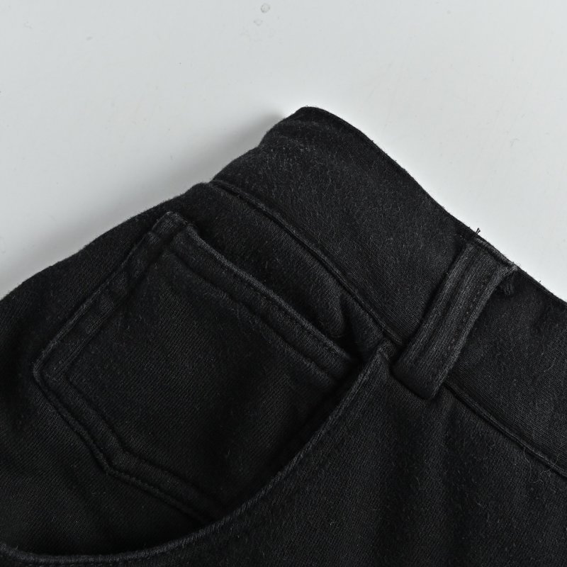Black Relaxed Fit Jeans with White Stripe Detail view