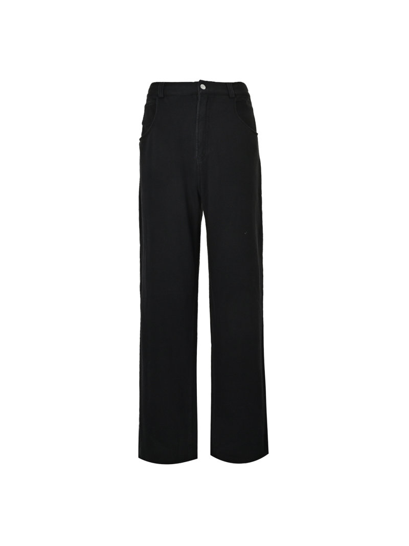 Black Relaxed Fit Jeans with White Stripe Detail view