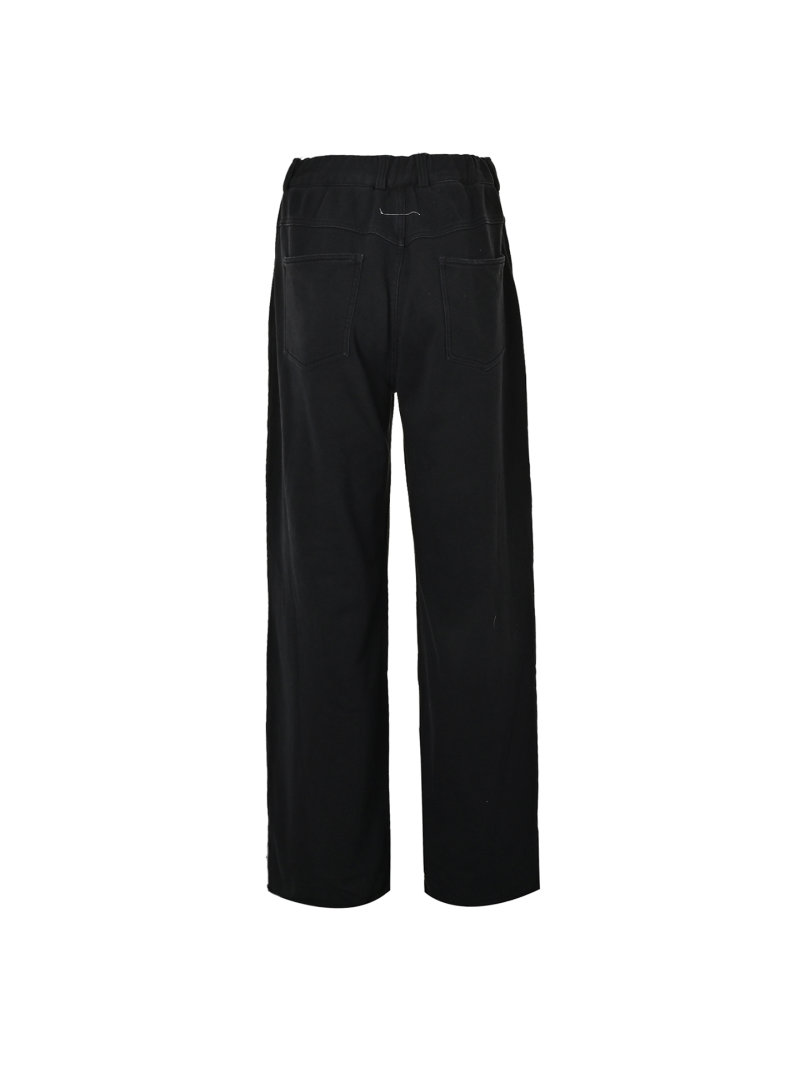 Black Relaxed Fit Jeans with White Stripe Detail view