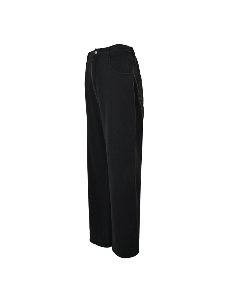 Black Relaxed Fit Jeans with White Stripe Detail view