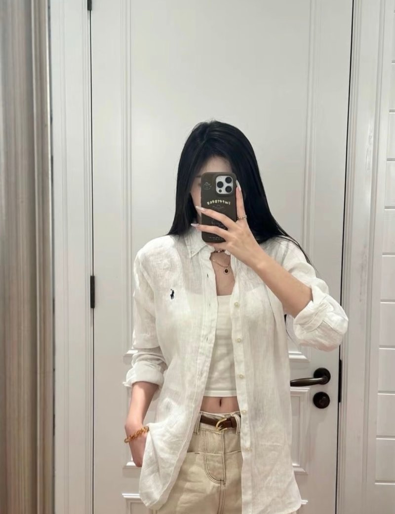 Polo Ralph Lauren Pony Embroidered Linen Shirt White view