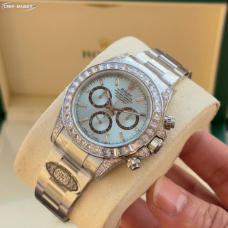 Rolex Daytona Chronograph Ice Blue Dial Diamond Bezel view 3