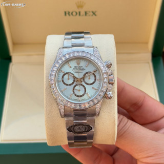 Rolex Daytona Chronograph Ice Blue Dial Diamond Bezel view 4