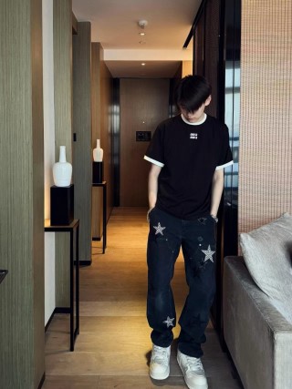 Miu Miu Black Contrast Trim Logo T-Shirt view 5
