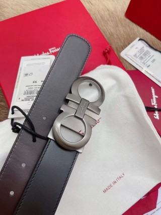 Salvatore Ferragamo Gancini Logo Belt Black Leather view 6