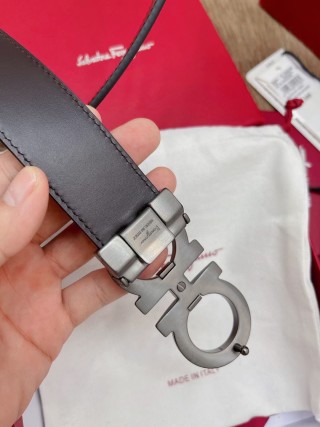 Salvatore Ferragamo Gancini Logo Belt Black Leather view 7