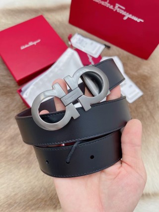 Salvatore Ferragamo Gancini Logo Belt Black Leather view 9