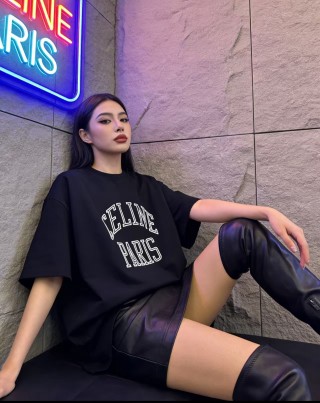 Celine Logo Black Short Sleeve T-Shirt view 3