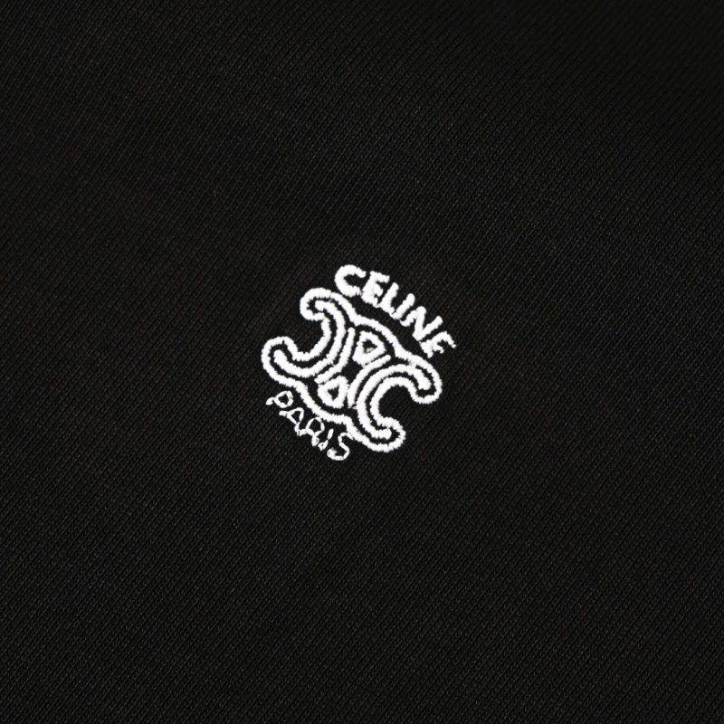 Celine Black Long Sleeve Embroidered Logo T-Shirt view