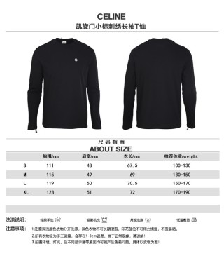 Celine Black Long Sleeve Embroidered Logo T-Shirt view 10
