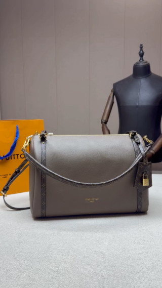 Louis Vuitton Coussin PM Grey Leather Shoulder Bag video