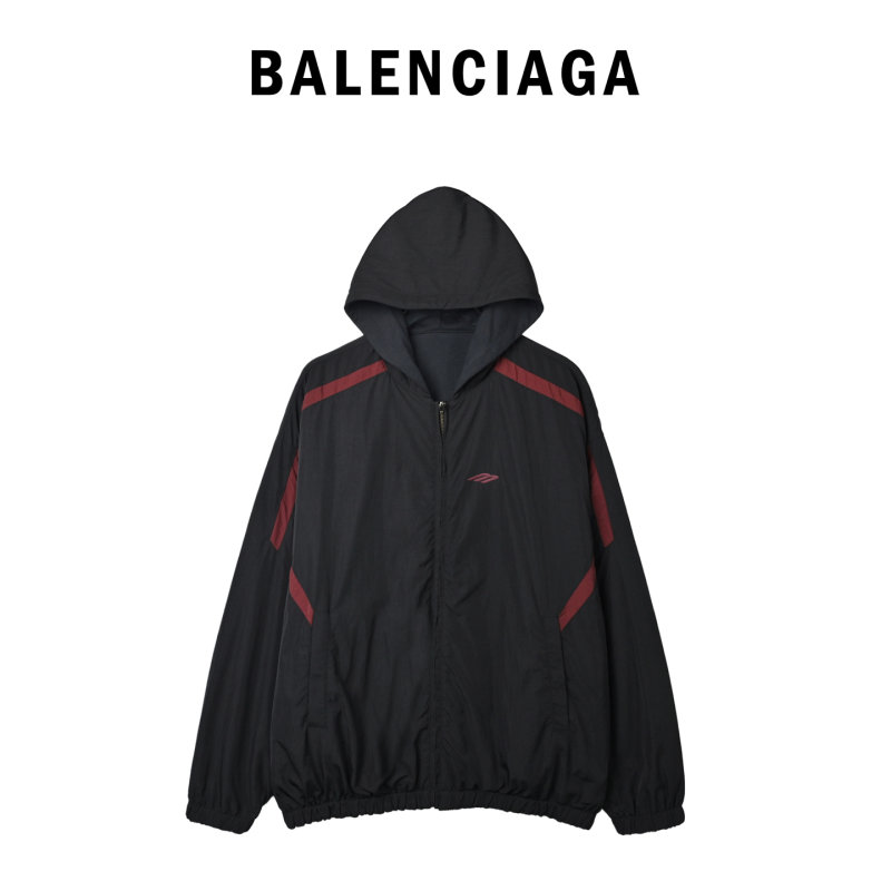 Black & Burgundy Colorblock Windbreaker Jacket view