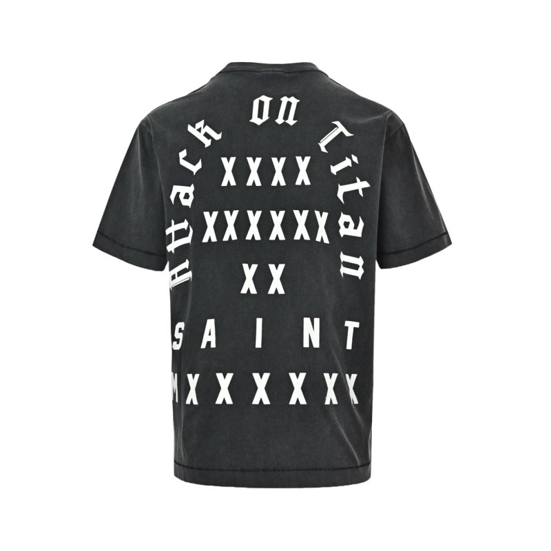 Black Graphic Print T-Shirt with Blue Angel Wings Design view