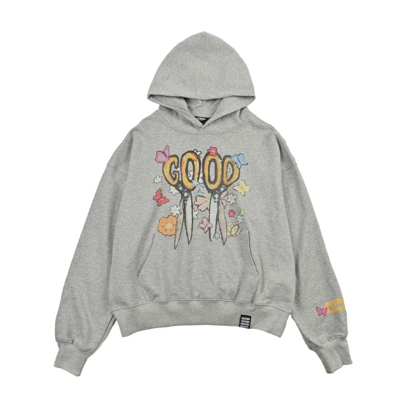 Oversized Graphic Hoodie Grey with Colorful Print view