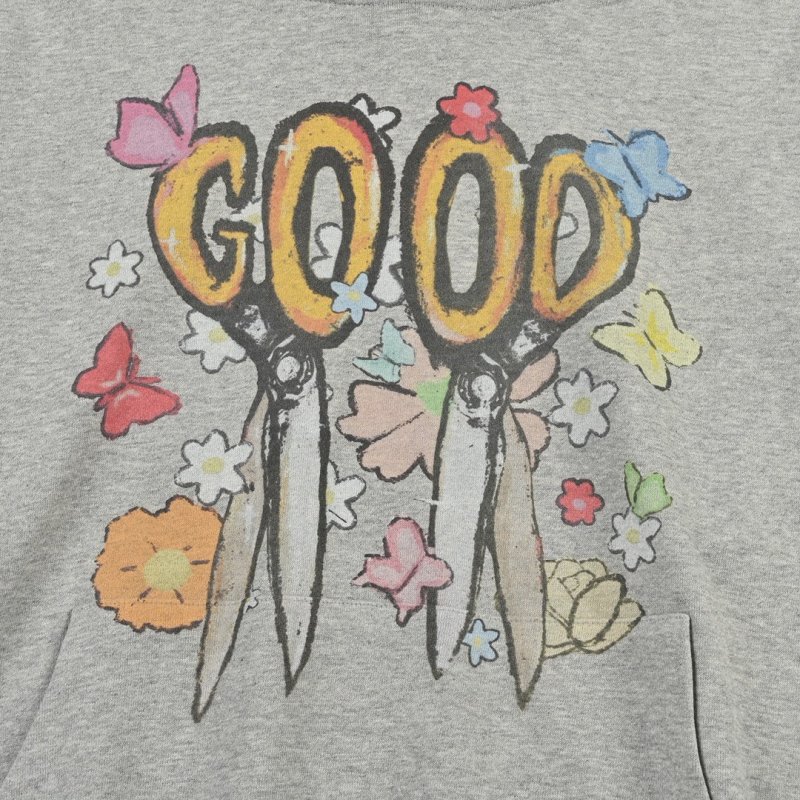 Oversized Graphic Hoodie Grey with Colorful Print view