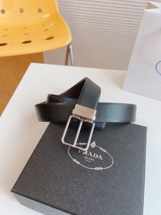 Prada Saffiano Leather Belt 35mm Black view 2