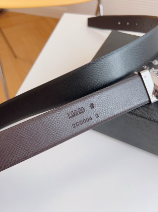 Prada Saffiano Leather Belt 35mm Black view 8