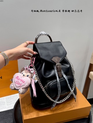 Louis Vuitton Montsouris Black Leather Backpack view 2