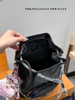 Louis Vuitton Montsouris Black Leather Backpack view 7