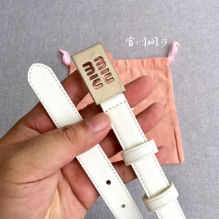 Miu Miu Logo Buckle Leather Belt White 2.0cm view 7