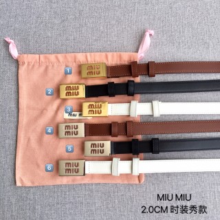Miu Miu Logo Buckle Leather Belt White 2.0cm view 8