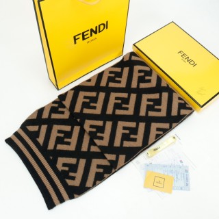 Fendi FF Monogram Wool Cashmere Scarf - Camel/Black