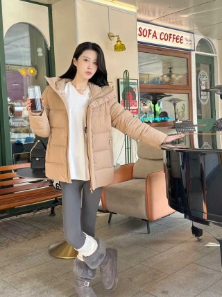 Beige Quilted Down Puffer Jacket view 8