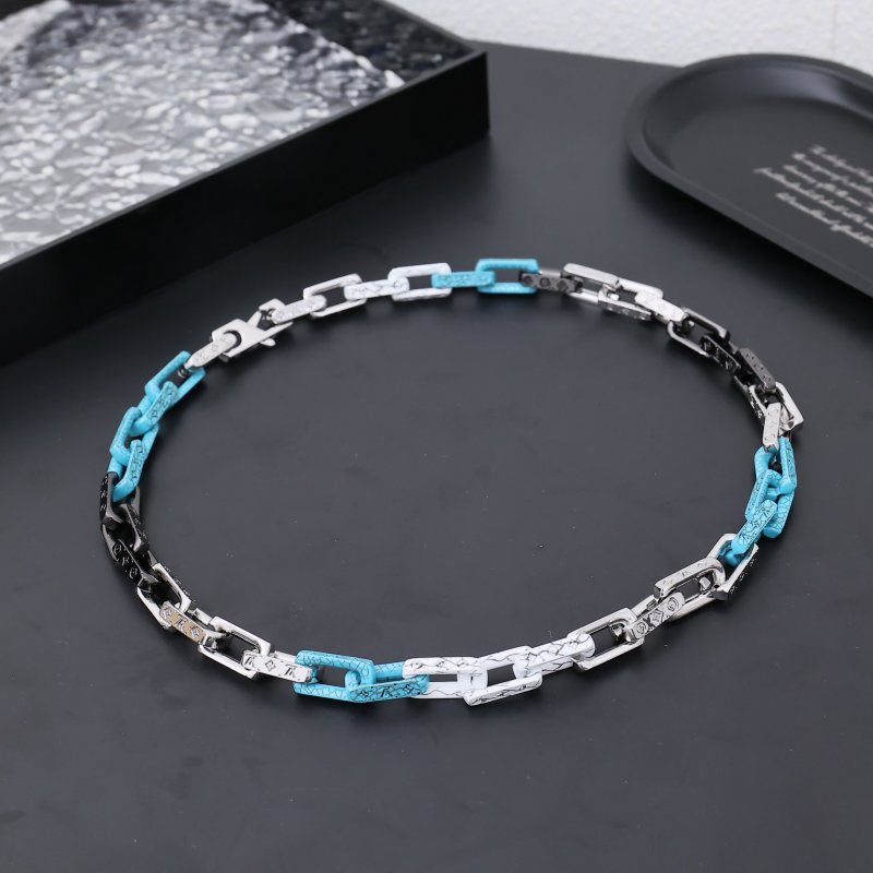 Louis Vuitton Monogram Chain Necklace - Multi-Color Palladium