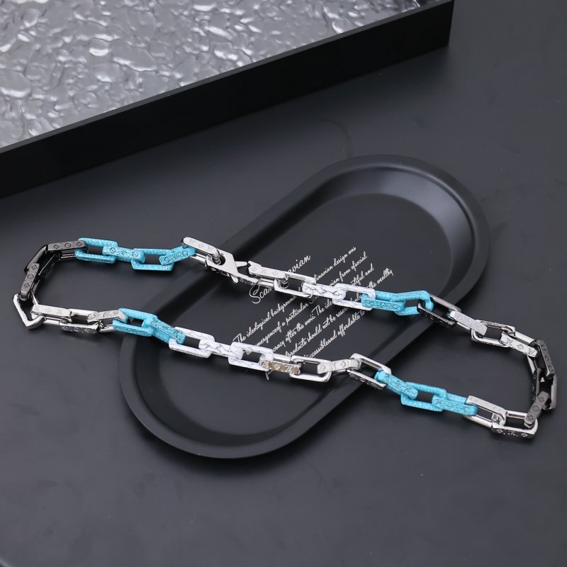 Louis Vuitton Monogram Chain Necklace - Multi-Color Palladium view