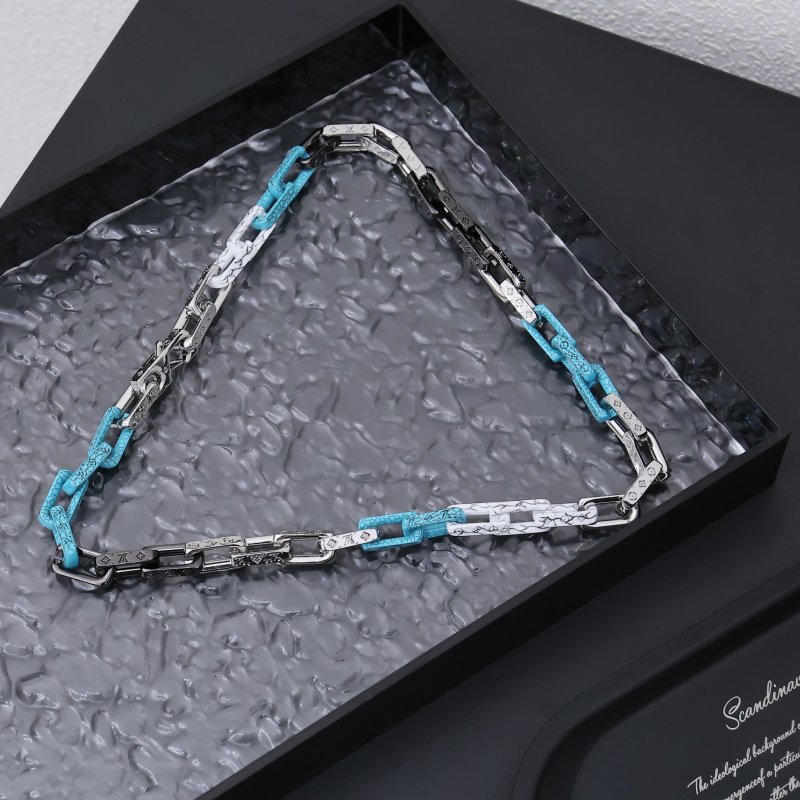 Louis Vuitton Monogram Chain Necklace - Multi-Color Palladium view