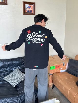 Good Loves Brand Black Long Sleeve T-Shirt with Colorful Embroidery view 4