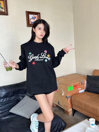 Good Loves Brand Black Long Sleeve T-Shirt with Colorful Embroidery view 8