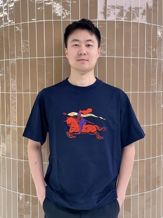 Burberry EKD Embroidered Navy T-Shirt view 4