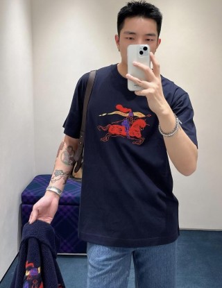 Burberry EKD Embroidered Navy T-Shirt view 5