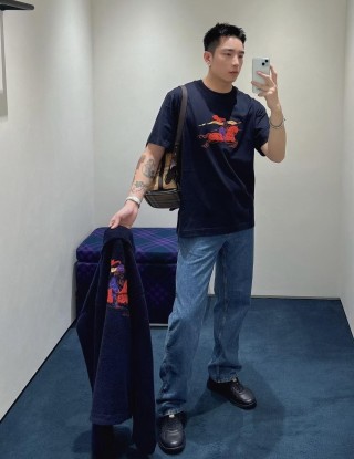Burberry EKD Embroidered Navy T-Shirt view 7