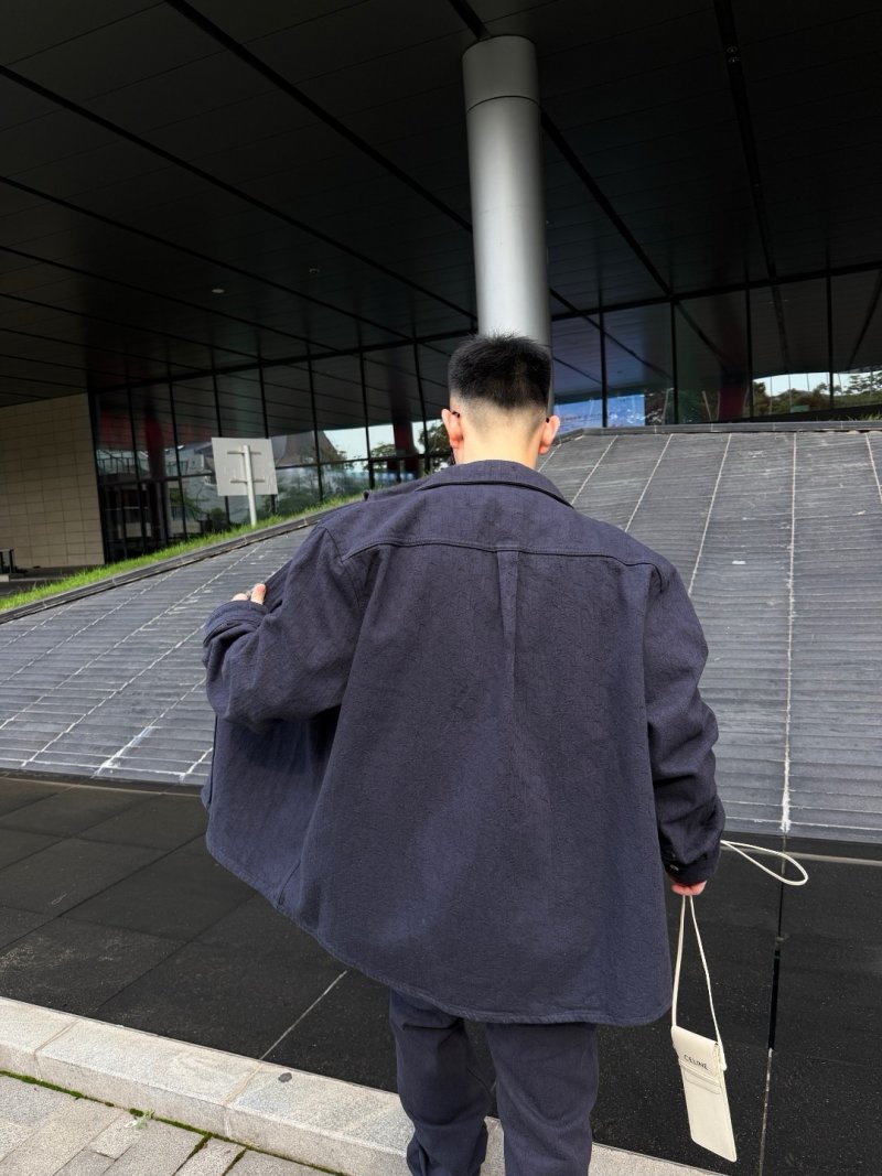 Navy Wool Blend Button-Up Shirt Jacket view