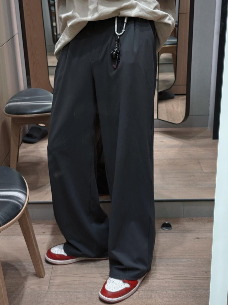 Black Wide-Leg Casual Pants