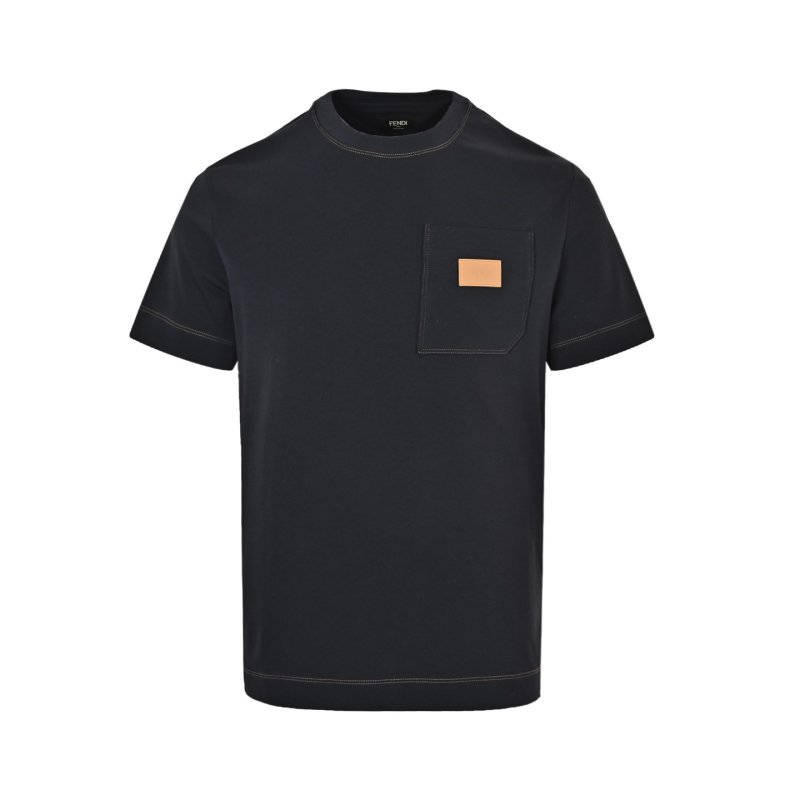 Black Pocket T-Shirt with Orange Label Detail view