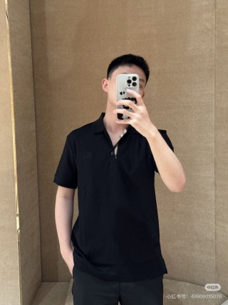 Burberry Black Short Sleeve Polo Shirt view 4