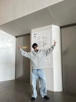 Miu Miu Grey Logo Zip Hoodie view 6