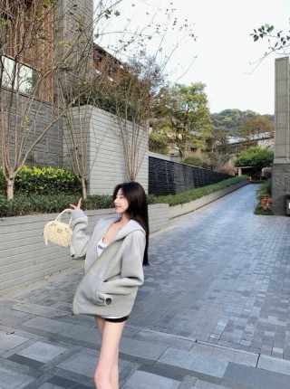 Miu Miu Grey Logo Zip Hoodie view 8