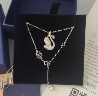 Swarovski Iconic Swan White Crystal Pendant Necklace view 4